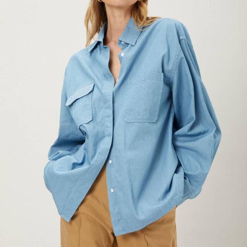 MOTF PREMIUM 100% COTTON REGULAR FIT DENIM BLOUSE